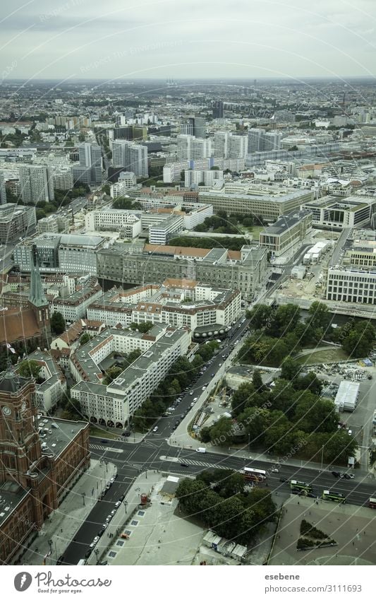 Blick auf Berlin Ferien & Urlaub & Reisen Tourismus Fernsehen Himmel Wolken Fluss Stadt Stadtzentrum Skyline Hochhaus Kirche Brücke Gebäude Architektur Verkehr