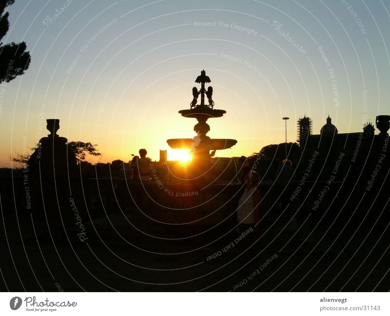 Sunny Water Gegenlicht Italien Springbrunnen Sonnenuntergang Wasser