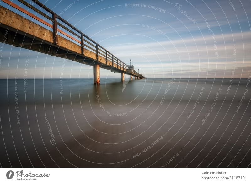 Seebrücke Prerow Ferien & Urlaub & Reisen Tourismus Ausflug Sommer Sommerurlaub Strand Meer Wellen Umwelt Natur Landschaft Wasser Sonnenaufgang Sonnenuntergang