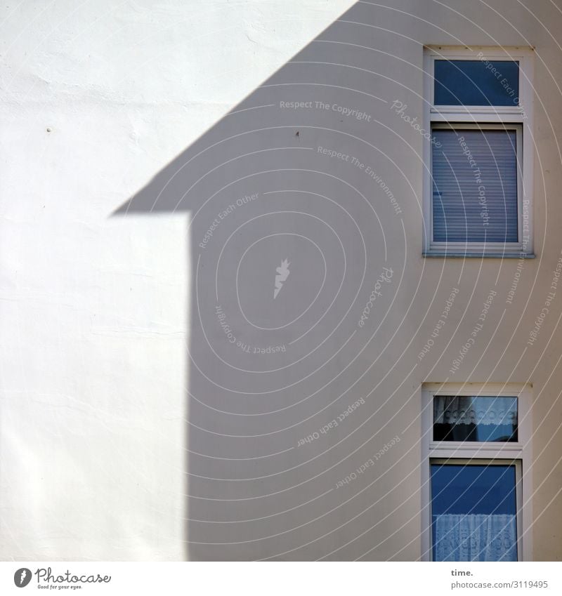 Fenster zum Hof Rostock Stadtzentrum Haus Architektur Mauer Wand Dach Gardine Glas Linie Zusammensein geduldig ruhig Ordnungsliebe Überraschung Heimweh