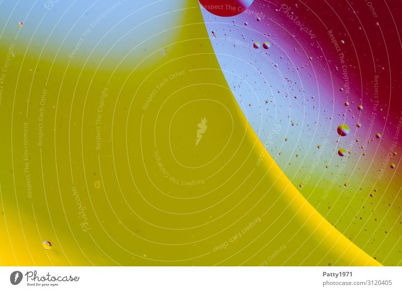 Öl abstrakt Stil Design exotisch Wellness harmonisch Flüssigkeit Muster Strukturen & Formen Kreis Blase rund gelb grün violett Reinheit Zufriedenheit bizarr