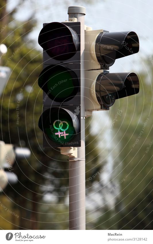 Ampel mit feministischen Symbol Homosexualität Verkehr Verkehrszeichen Verkehrsschild Zeichen rot Akzeptanz Identität modern Piktogramm Symbole & Metaphern