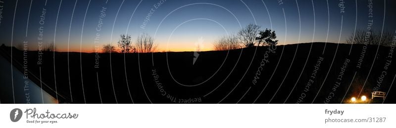 Horizontleuchten Weitwinkel Panorama (Aussicht) Nacht Sonnenuntergang Baum Schatten groß Panorama (Bildformat)