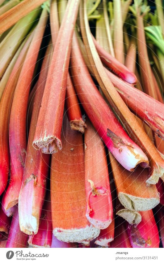 Rhabarbara Lebensmittel Gemüse Rhabarber Ernährung Bioprodukte Vegetarische Ernährung Lifestyle Gesundheit Wochenmarkt Markt frisch Farbfoto Außenaufnahme