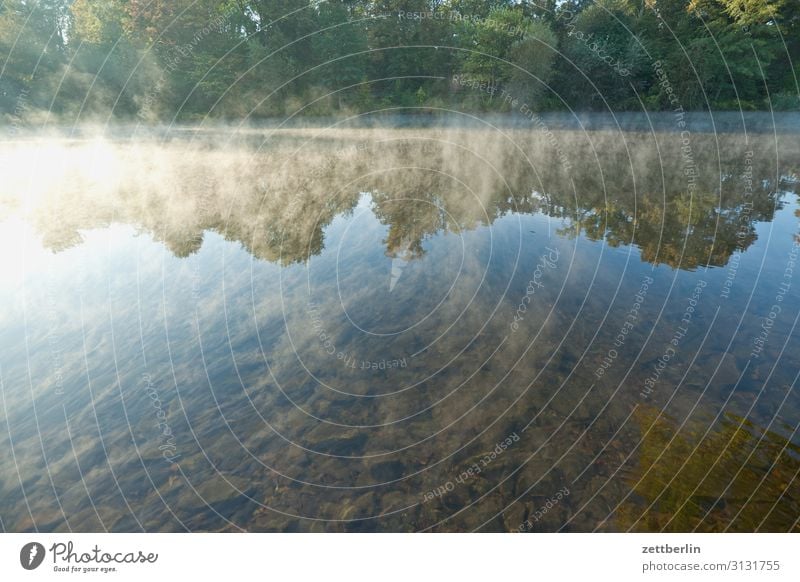 Morgendunst Berlin Nebel Dunst Fluss Kanal Sonnenaufgang Güterverkehr & Logistik Küste Seeufer Flussufer Wasser Wasseroberfläche Schifffahrt hohenzollernkanal