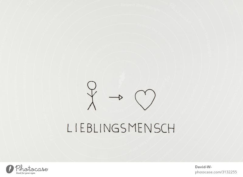 Lieblingsmensch Zeichnung Herz Strichmännchen Liebe Liebeserklärung Liebesbekundung Liebesgruß Pfeil herzbewegend Verliebtheit ich liebe dich i love you