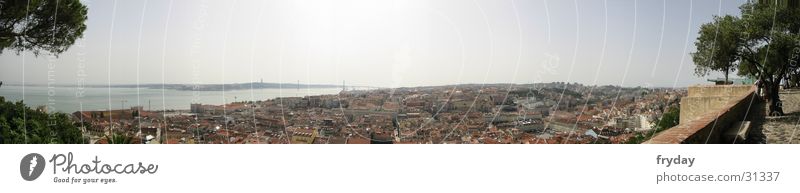 Lissabon Panorama (Aussicht) Weitwinkel Portugal Europa Ferne groß Panorama (Bildformat) Hauptstadt Überblick