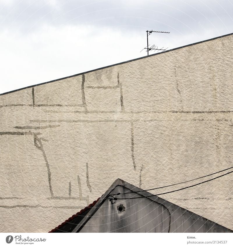 urban species Haus Mauer Antenne Himmel Kabel leitung Zauberstab Dach linien skurril architektur stromleitung verbindung versorgung oberfläche struktur