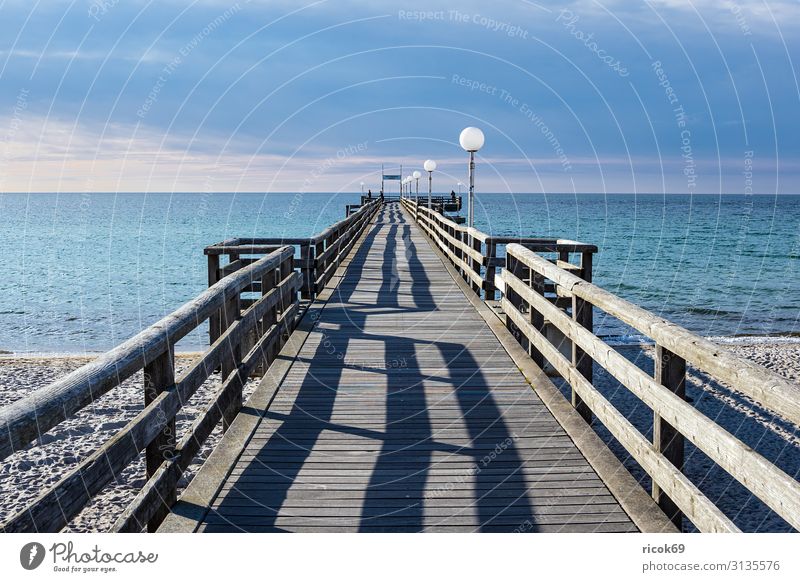 Seebrücke an der Ostseeküste in Rerik Erholung Ferien & Urlaub & Reisen Tourismus Strand Meer Natur Landschaft Sand Wasser Wolken Küste Idylle Umwelt Ostseebad