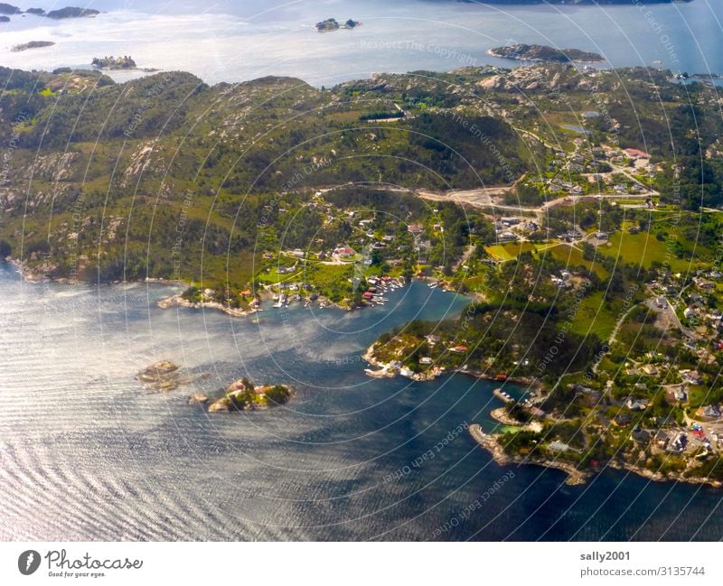 Inselwelt Inseln Inselgruppe Küste Meer Landschaft Natur Ferien & Urlaub & Reisen Nordsee Vogelperspektive Flugzeugausblick strand Wellen Wind Norwegen