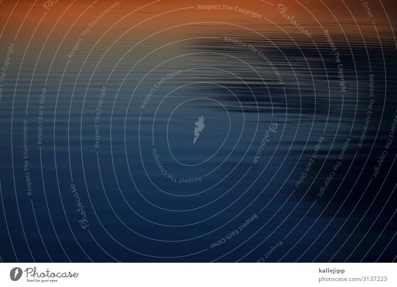 windstill See Wasser Wellen blau orange Himmel Meer Reflexion & Spiegelung Strand Ferien & Urlaub & Reisen Sonnenuntergang Sommer Licht Natur Farbfoto Küste