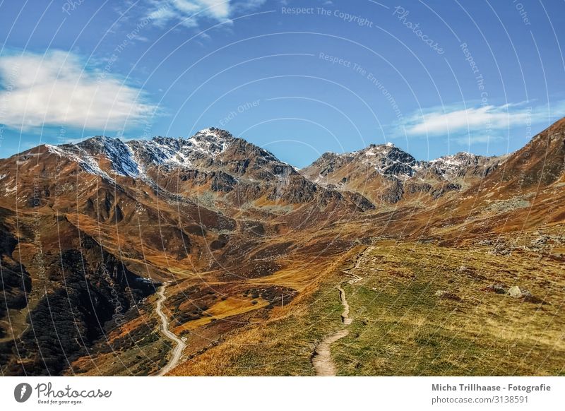 Alpenpanorama im Herbst Ferien & Urlaub & Reisen Tourismus Abenteuer Berge u. Gebirge wandern Natur Landschaft Himmel Wolken Sonnenlicht Schönes Wetter Felsen