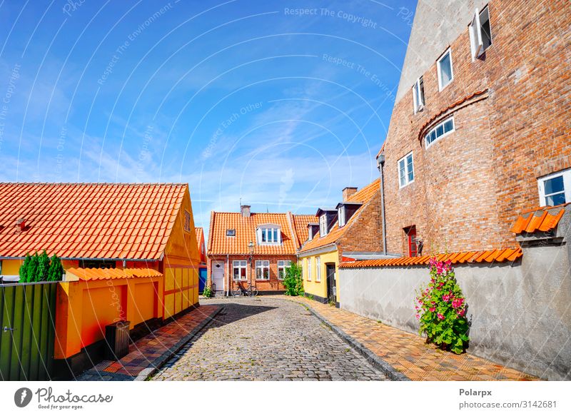 Bunte dänische Straße im Sommer Stil Ferien & Urlaub & Reisen Tourismus Haus Kultur Landschaft Himmel Stadt Stadtzentrum Gebäude Architektur Fassade alt