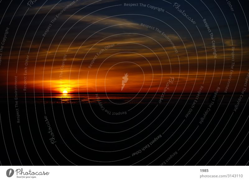 Sonnenuntergang an der Nordsee Ferien & Urlaub & Reisen Ferne Freiheit Sommer Sommerurlaub Strand Meer Wasser Himmel Horizont Sonnenaufgang Sonnenlicht