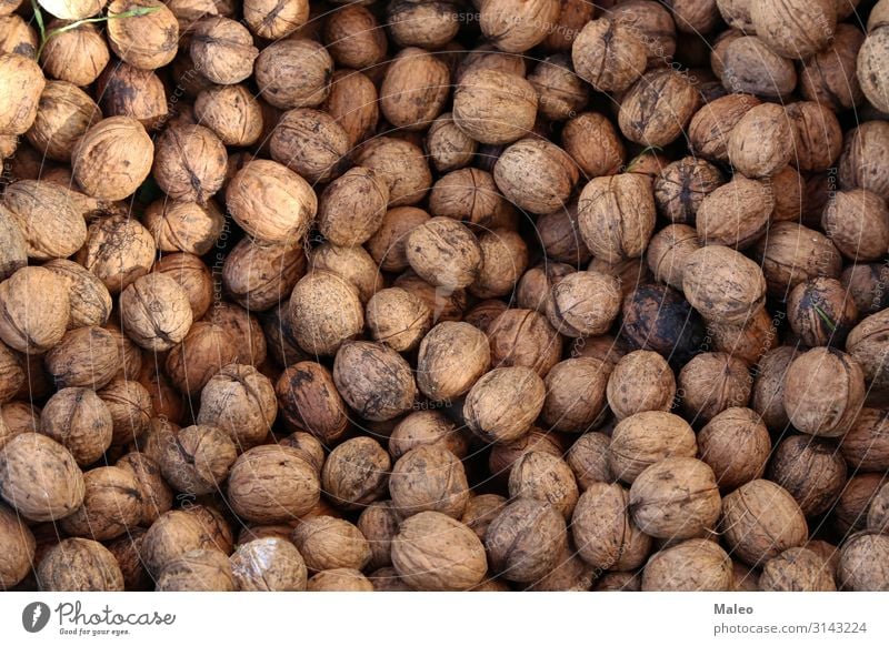 Walnüsse abstrakt Landwirtschaft Herbst Hintergrundbild braun brechen Ernte Detailaufnahme trocken Teile u. Stücke Lebensmittel frisch Frucht Garten Gesundheit