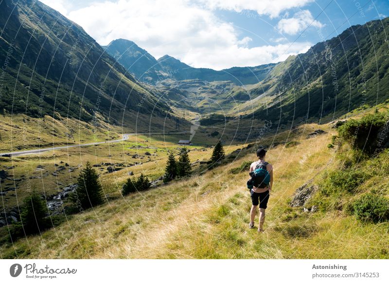 Wandern in den Südkarpaten Mensch feminin Junge Frau Jugendliche Körper 1 30-45 Jahre Erwachsene Umwelt Natur Landschaft Himmel Wolken Horizont Sommer Wetter