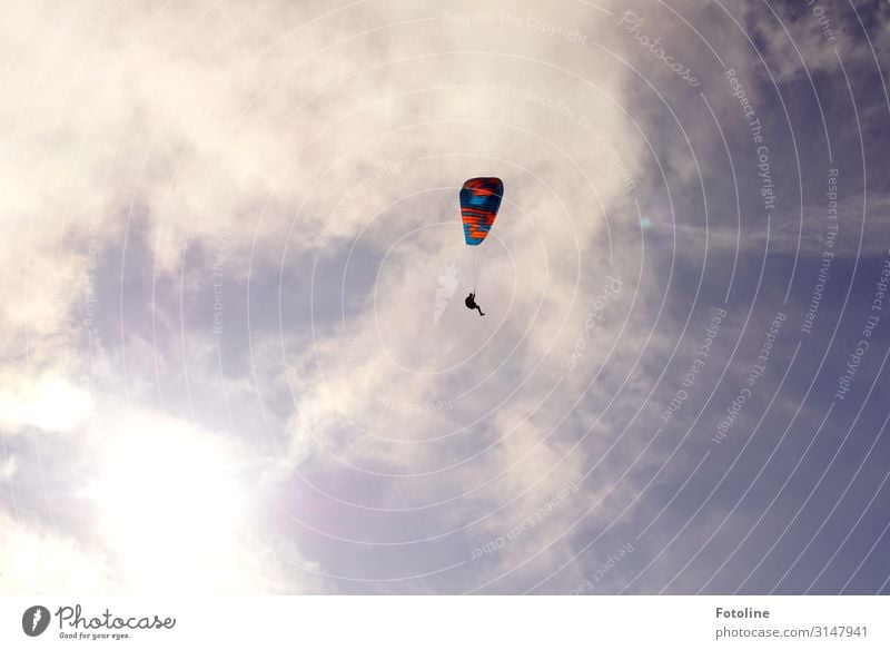 Flieg nicht so hoch mein kleiner Freund ;-) Sport Urelemente Luft Himmel Wolken Schönes Wetter hell natürlich blau rot weiß Gleitschirmfliegen himmlisch