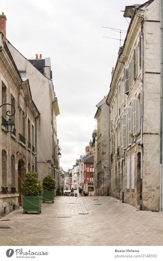 Entlang der Loire 8 Frankreich Wolken Stadt Gasse historisch Laterne Fassade Altstadt Architektur alt Gebäude Außenaufnahme Straßenpflaster