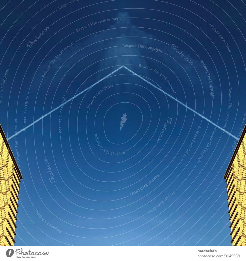 Engel Himmel Wolkenloser Himmel Klima Klimawandel Stadt Haus Brücke Bauwerk Gebäude Architektur Dach ästhetisch Zufriedenheit Ferne Schutz Surrealismus