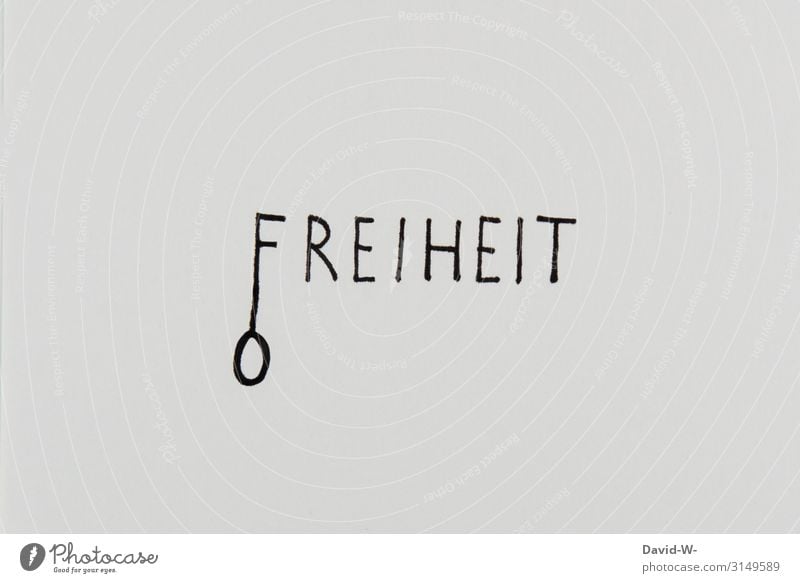 Freiheit Schlüssel Wortspiel Kreativität kreativ Darstellung Lösung optimistisch positiv Buchstaben frei Hintergrund neutral Textfreiraum oben