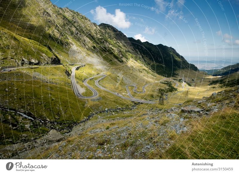 Transfagarasan 2 Umwelt Natur Landschaft Pflanze Luft Himmel Wolken Horizont Sommer Wetter Schönes Wetter Gras Sträucher Berge u. Gebirge Südkarpaten Karpaten