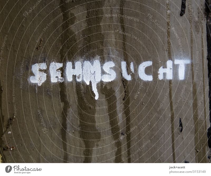 SEH(M)SUCHT Subkultur Straßenkunst Beton Wort einfach trashig braun Toleranz Kreativität Rätsel Wandel & Veränderung Großbuchstabe Fehler feucht Oberfläche