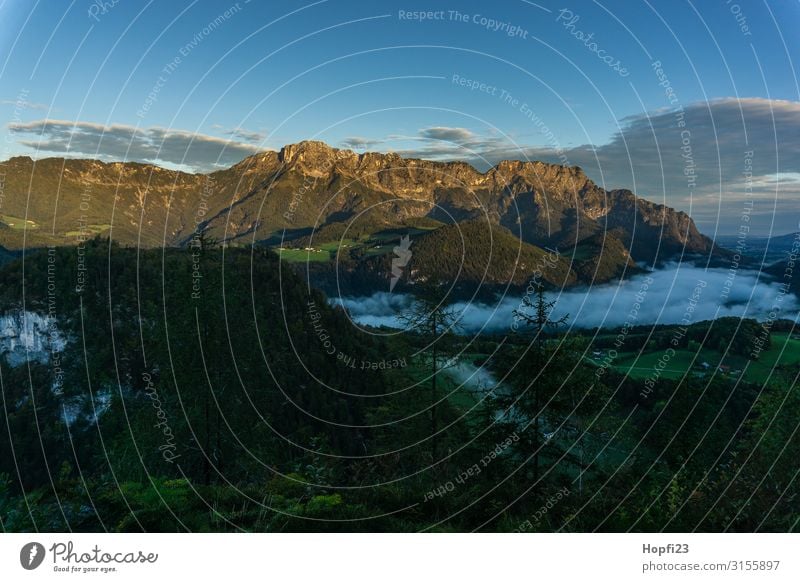 Alpen im Berchtesgadener Land Umwelt Natur Landschaft Pflanze Himmel Wolken Sonne Herbst Nebel Baum Gras Wald Felsen Berge u. Gebirge Gipfel Diät Fitness gehen