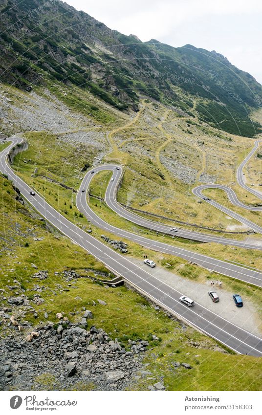 Transfagarasan 7 Umwelt Natur Landschaft Himmel Wolken Horizont Sommer Wetter Pflanze Baum Gras Sträucher Moos Hügel Felsen Alpen Berge u. Gebirge Südkarpaten