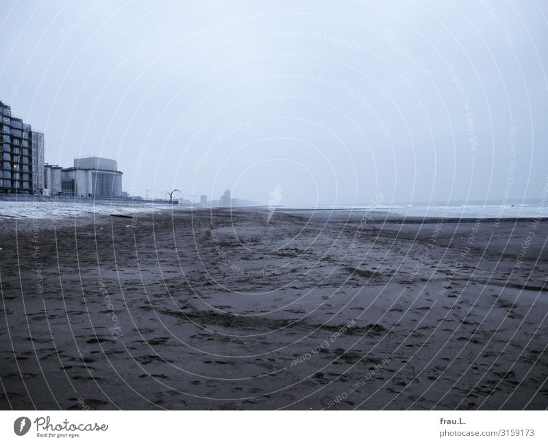 Öder Strand Ferien & Urlaub & Reisen Ausflug Meer Winter Umwelt Landschaft Sand Wasser Himmel Nordsee Haus Hochhaus Denkmal außergewöhnlich hässlich kalt trist