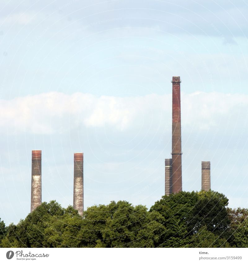 Himmelfahrtskommando (IV) Arbeit & Erwerbstätigkeit Arbeitsplatz Fabrik Wirtschaft Industrie Wolken Schönes Wetter Baum Wald Turm Bauwerk Gebäude Architektur