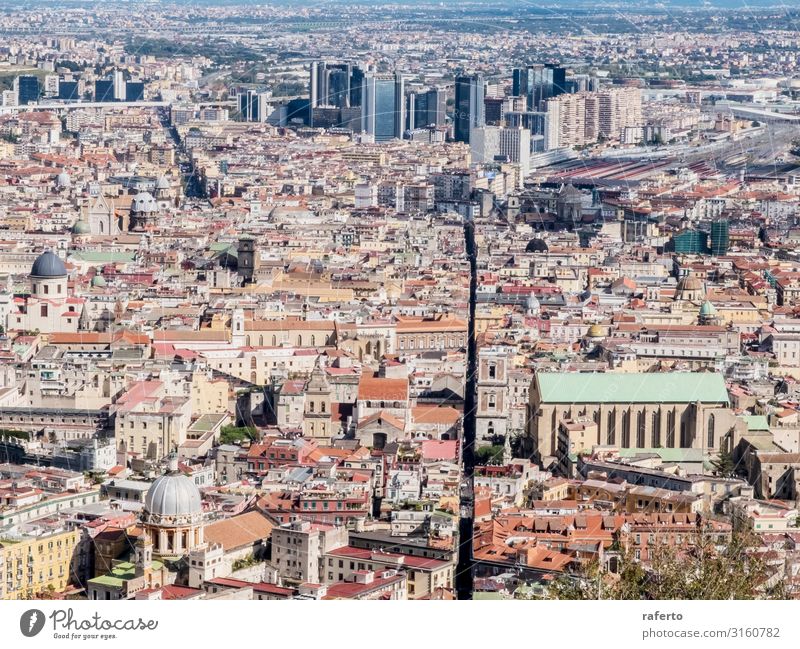 Draufsicht auf Neapel Panoramablick, Neapel, Italien Ferien & Urlaub & Reisen Ausflug Sightseeing Sommer Meer Landschaft Himmel Küste Stadt oben blau