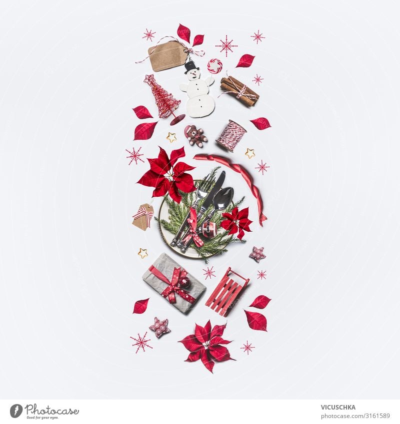 Weihnachtsdekoration auf weiß Süßwaren kaufen Stil Design Freude Feste & Feiern Weihnachten & Advent Dekoration & Verzierung Kerze Schleife Sammlung Ornament