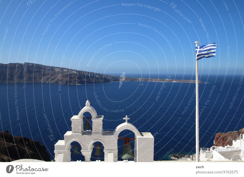 am Abgrund Ferien & Urlaub & Reisen Himmel Schönes Wetter Felsen Vulkan Meer Mittelmeer Ägäis Insel Santorin Griechenland Kykladen Dorf Altstadt