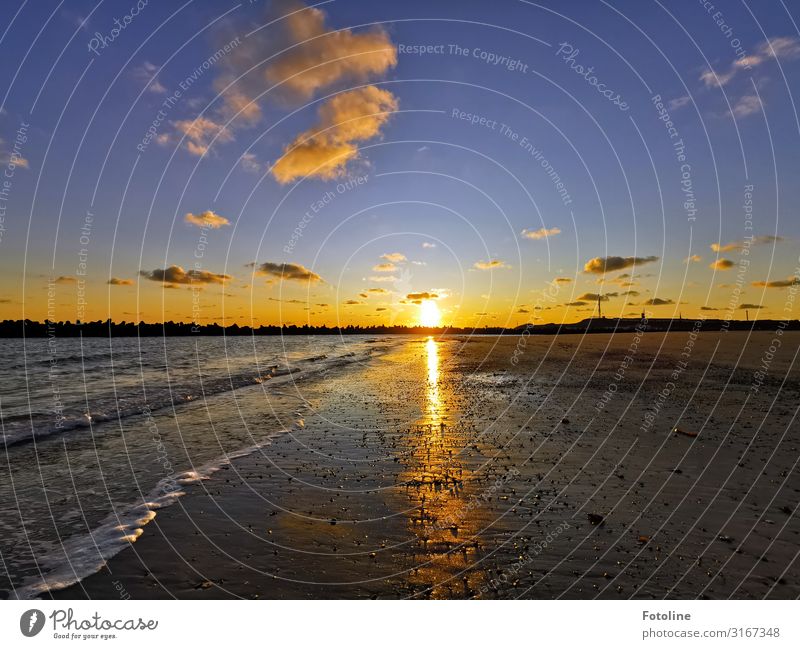 Bis morgen Tag Umwelt Natur Landschaft Urelemente Erde Sand Wasser Himmel Wolken Schönes Wetter Wellen Küste Strand Nordsee Meer Insel Ferne frei Unendlichkeit