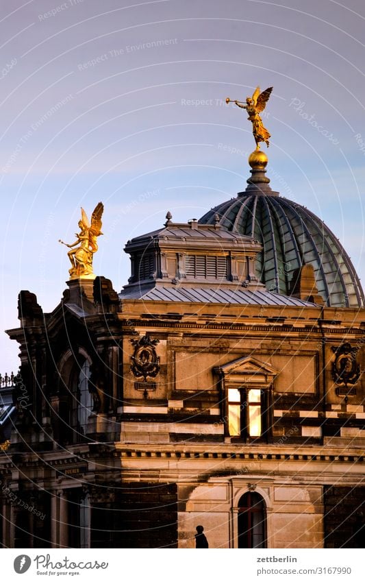 Kunstakademie kunstakademie lipsiusbau Brühlsche Terrasse Engel Altstadt antik Architektur Barock Dresden Elbufer Klassik Kultur Hauptstadt