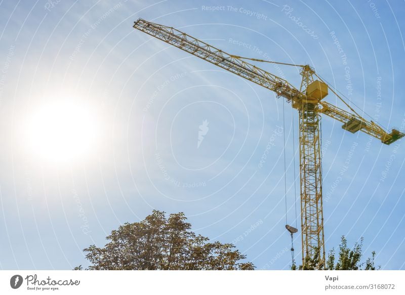 Baukran auf der Baustelle Hausbau Arbeit & Erwerbstätigkeit Industrie Werkzeug Maschine Baumaschine Technik & Technologie Energiewirtschaft Himmel Sonne