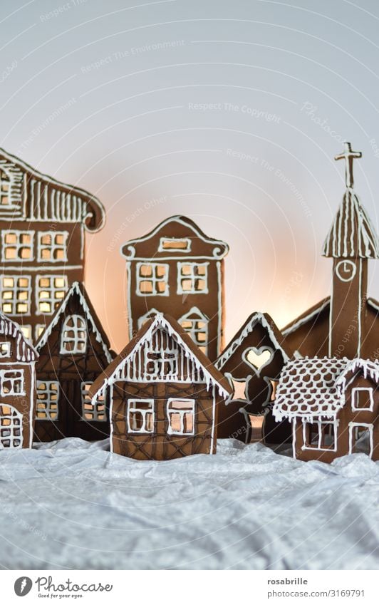 Lebkuchenstadt 1 schön Weihnachten & Advent Winter Dorf Stadt Haus Fassade Dekoration & Verzierung Zuckerguß Liebe frisch lecker süß weiß Vorfreude Tradition