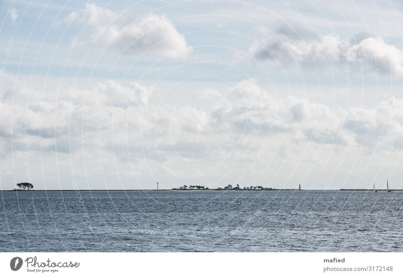 Schleimünde 2 Landschaft Wasser Himmel Wolken Herbst Schönes Wetter Baum Küste Ostsee Haus Turm Leuchtturm Schifffahrt Sportboot Segelboot Hafen blau grau weiß