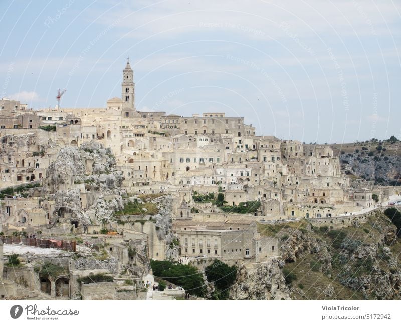 Ansicht der Höhlen-Stadt Matera in Süditalien Ferien & Urlaub & Reisen Tourismus Abenteuer Architektur Landschaft Himmel Felsen Berge u. Gebirge Altstadt Haus