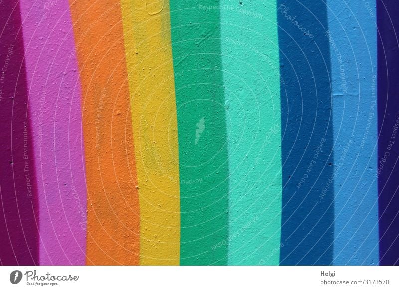 bunte gemalte Streifen auf einer Wand Hamburg Stadt Mauer Beton Linie authentisch außergewöhnlich einfach einzigartig mehrfarbig Ordnungsliebe ästhetisch bizarr