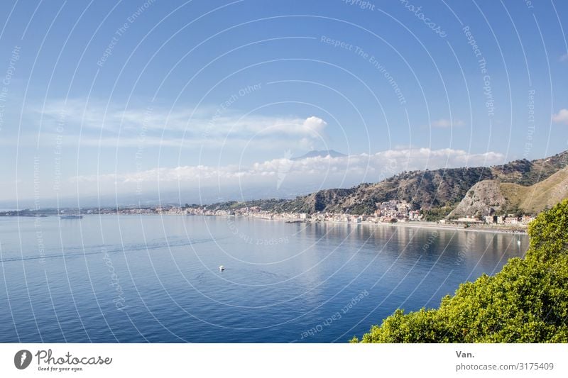 World in my eyes Ferien & Urlaub & Reisen Natur Landschaft Wasser Himmel Wolken Sommer Schönes Wetter Pflanze Baum Hügel Felsen Vulkan Ätna Küste Strand Meer