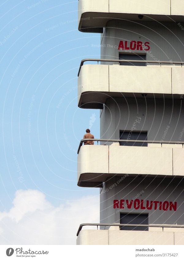 ALORS REVOLUTION - UNI BREMEN Mensch Mann Erwachsene Jugendliche Leben 1 Bremen Hochhaus Bauwerk Gebäude Architektur Studium Balkon Zeichen Schriftzeichen