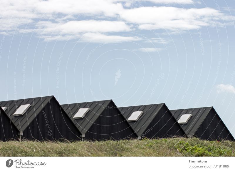 Dächer ohne Vögel Giebel Linien Haus Ferien & Urlaub & Reisen Dänemark Himmel Wolken Schönes Wetter Menschenleer Böschung Gras