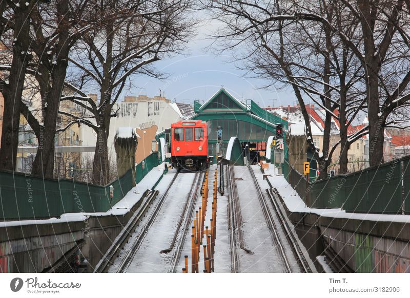 Winter Prenzlauer Berg Schönhauser Allee Stadt Hauptstadt Stadtzentrum Altstadt Fußgängerzone Menschenleer Haus Verkehr Verkehrsmittel Verkehrswege