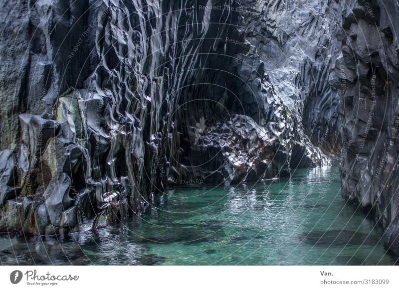 Gole dell'Alcantara² Natur Wasser Felsen Schlucht Fluss Sizilien dunkel nass blau grau seicht Farbfoto Gedeckte Farben Außenaufnahme Menschenleer Tag