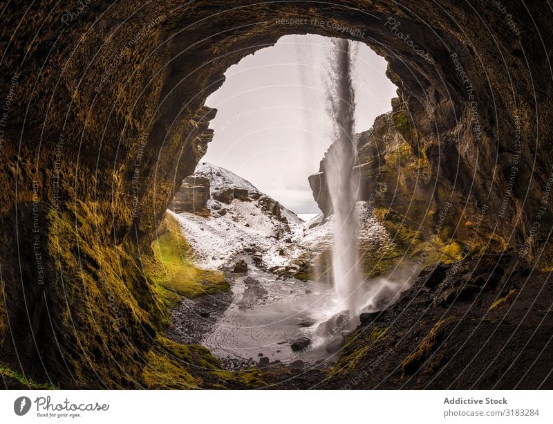 Kvernufoss Wasserfall in Island Fluss kvernufoss Natur Europa grün Hintergrundbild Aussicht natürlich Ferien & Urlaub & Reisen Landschaft Außenaufnahme