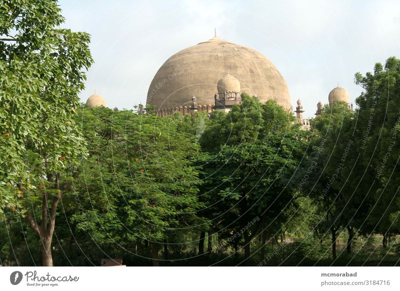 Kuppel hinter der Begrünung Stil Design Pflanze Baum Gebäude Architektur Balkon Denkmal Gol Gumbaz Dom Arena zweitgrößte Grabmal Gräber Begräbnisstätte