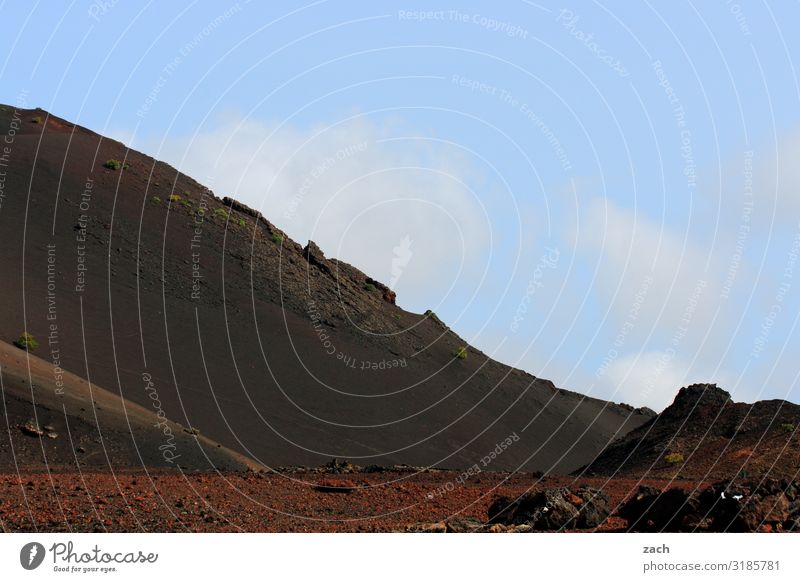 Feuerberge IV schön Ferien & Urlaub & Reisen Reisefotografie Ferne Insel Berge u. Gebirge Landschaft Sand Himmel Hügel blau Vulkan dunkel braun rot