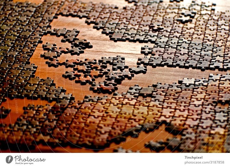 Jigsaw Freizeit & Hobby Spielen Puzzle braun gelb gold Rätsel Freude Farbfoto mehrfarbig Innenaufnahme Menschenleer Kunstlicht Schwache Tiefenschärfe