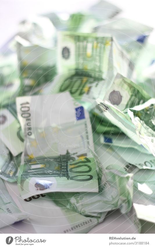 Haufen 100 Euro Scheine Kapital Kapitalismus Einkommen Bargeld sparsam kaufen Kasse Reichtum Ziffern & Zahlen Glück Zufriedenheit Sicherheit Verantwortung